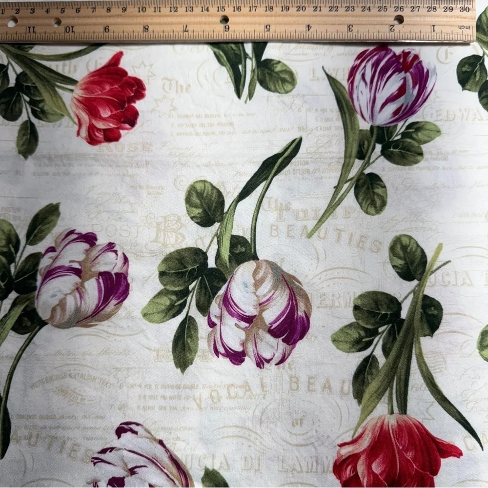 floral cotton, quilt, fabric, 2 yards Elegant Tulip Craft Fabric